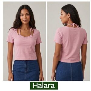 HALARA Pink Unisex S/S Casual Beach Women’s size Medium Crop Top